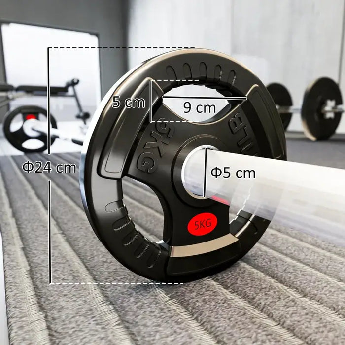 10kg Olympic Weight Plate Set – Black | 2x5kg Plates - Triple Grip and 5cm Centre Hole SPORTNOW - Little and Giant Explorers SPORTNOW