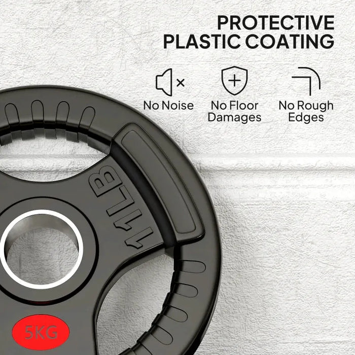 10kg Olympic Weight Plate Set – Black | 2x5kg Plates - Triple Grip and 5cm Centre Hole SPORTNOW - Little and Giant Explorers SPORTNOW