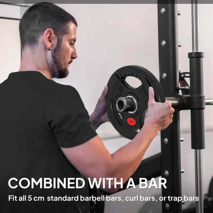 10kg Olympic Weight Plate Set – Black | 2x5kg Plates - Triple Grip and 5cm Centre Hole SPORTNOW - Little and Giant Explorers SPORTNOW