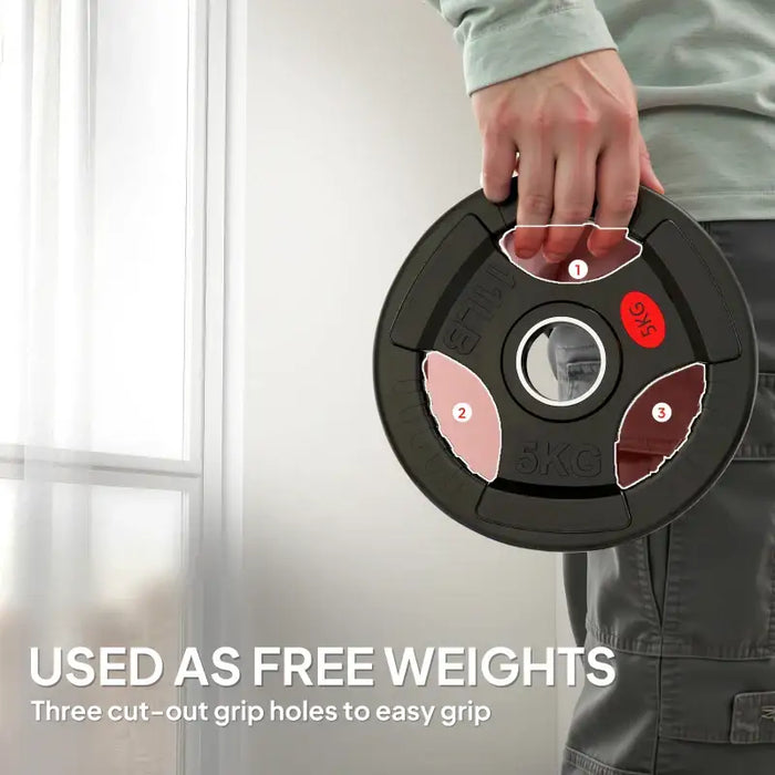 10kg Olympic Weight Plate Set – Black | 2x5kg Plates - Triple Grip and 5cm Centre Hole SPORTNOW - Little and Giant Explorers SPORTNOW