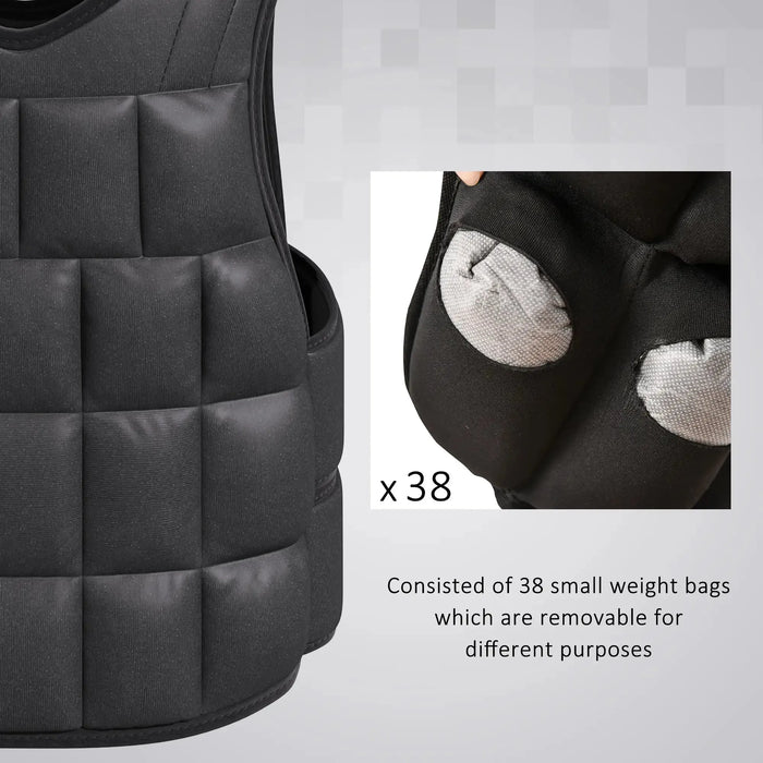 10kg Weighted Adjustable Running Vest with 38 Weight Bags - Little and Giant Explorers HOMCOM