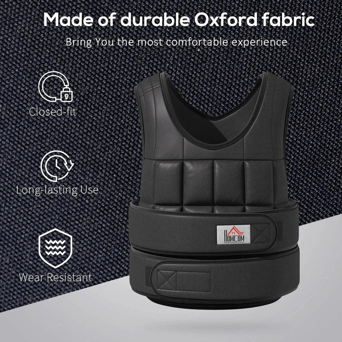 10kg Weighted Adjustable Running Vest with 38 Weight Bags - Little and Giant Explorers HOMCOM