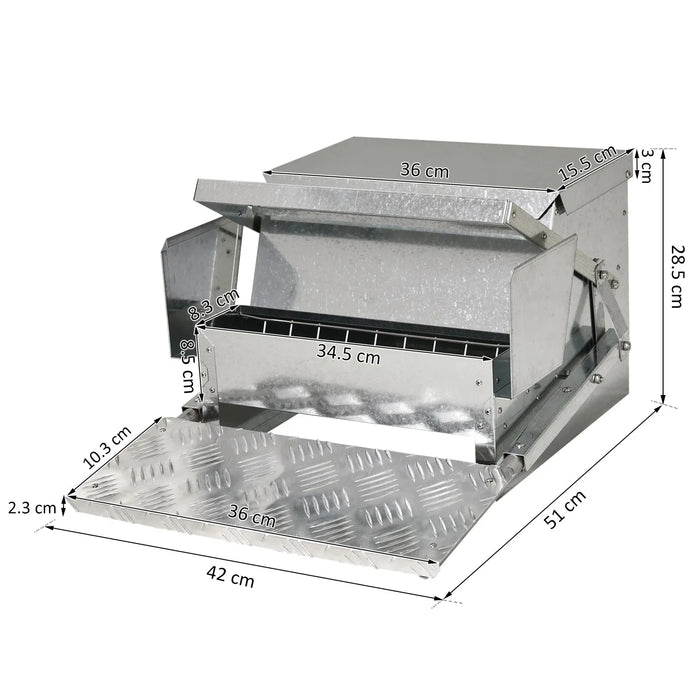 11.5KG Automatic Chicken Poultry Feeder | Rat Proof Treadle Self Opening - Little and Giant Explorers PawHut