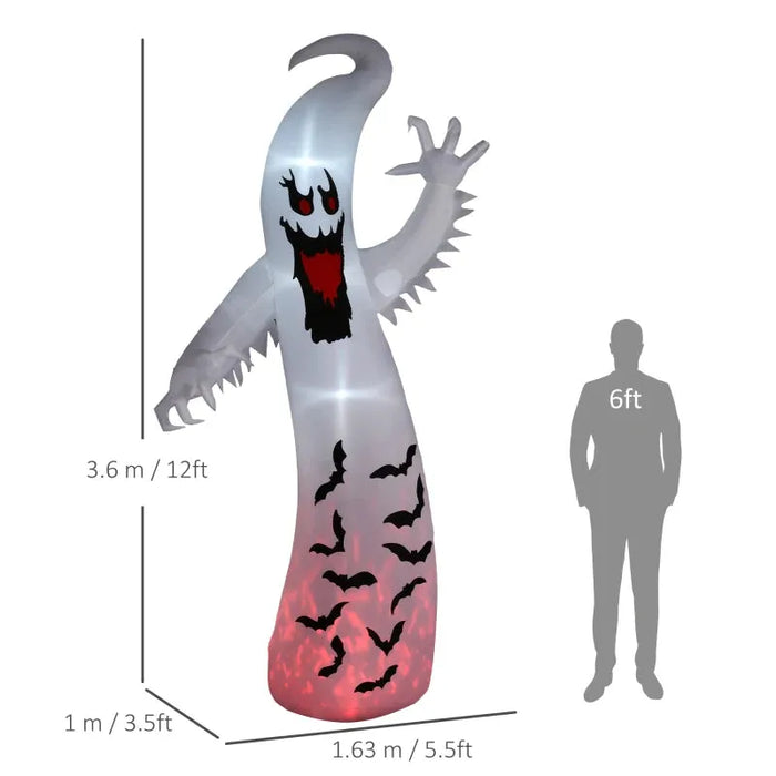 11.8FT Tall Halloween Inflatable Spooky Ghost with Build-In LEDs and Rotating Light - Little and Giant Explorers Outsunny