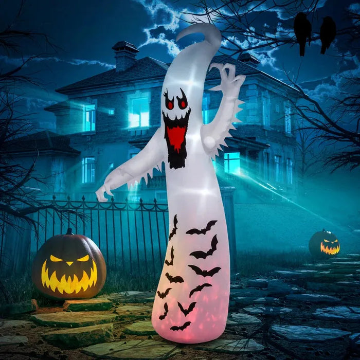 11.8FT Tall Halloween Inflatable Spooky Ghost with Build-In LEDs and Rotating Light - Little and Giant Explorers Outsunny