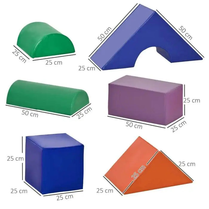 Multi-coloured 11-piece foam shape set with geometric educational blocks and size labels