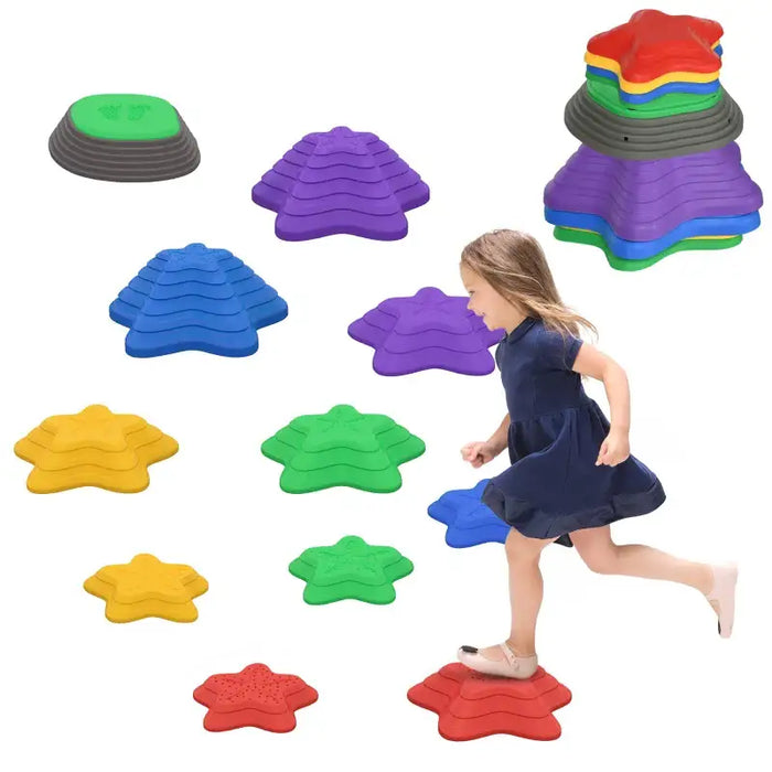 11-Piece Kids Balance Stepping Stones | Textured Surface and Non-Slip Rubber Base ZONEKIZ - Little and Giant Explorers ZONEKIZ