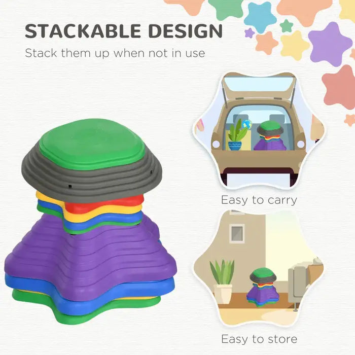 11-Piece Kids Balance Stepping Stones | Textured Surface and Non-Slip Rubber Base ZONEKIZ - Little and Giant Explorers ZONEKIZ