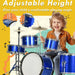 11 Piece Kids Drum Kit with Stool, Drumsticks, Pedal and Cymbals in Blue - Little and Giant Explorers AIYAPLAY