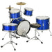 11 Piece Kids Drum Kit with Stool, Drumsticks, Pedal and Cymbals in Blue - Little and Giant Explorers AIYAPLAY