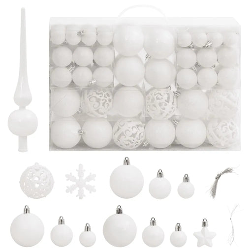 111 Piece Christmas Bauble Set in White - Little and Giant Explorers vidaXL