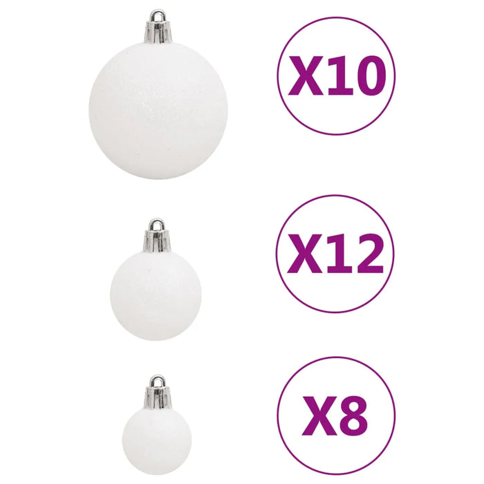 111 Piece Christmas Bauble Set in White - Little and Giant Explorers vidaXL