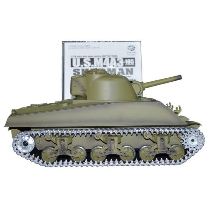 1/16th M4A3 Sherman RC Tank with Smoke, Sound and BB Gun | Metal Upgrade PRO Version - Little and Giant Explorers Heng Long