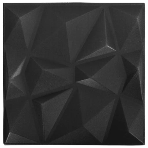 12 3D Wall Panels 'Diamond' in Black (50 x 50cm) - Little and Giant Explorers vidaXL