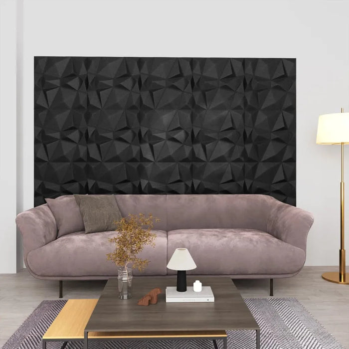 12 3D Wall Panels 'Diamond' in Black (50 x 50cm) - Little and Giant Explorers vidaXL