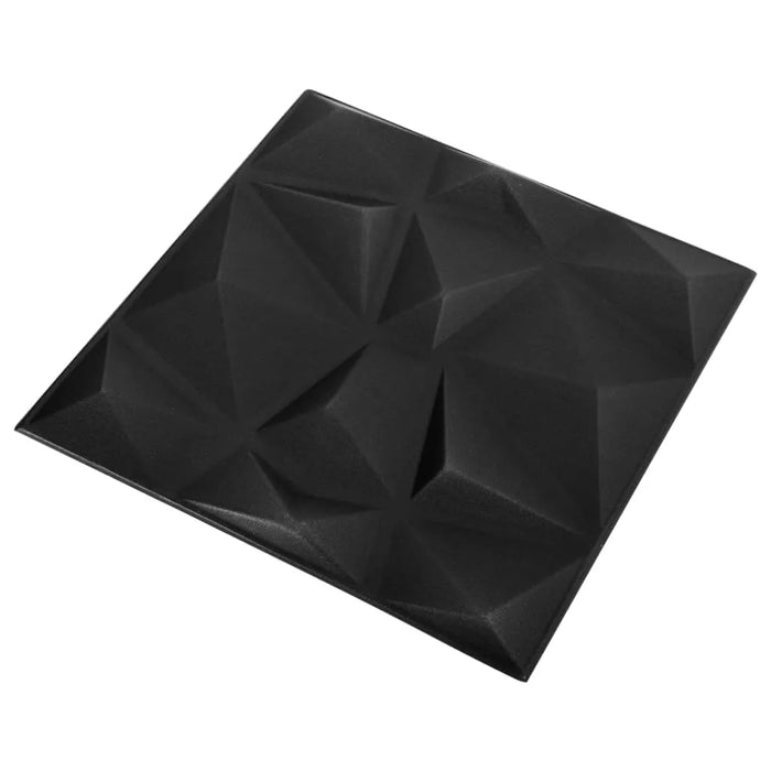 12 3D Wall Panels 'Diamond' in Black (50 x 50cm) - Little and Giant Explorers vidaXL