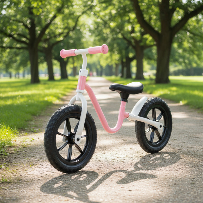 12” Kids Balance Bike – Pink | Adjustable Seat and Handlebar with EVA Wheels COSTWAY - Little and Giant Explorers Costway