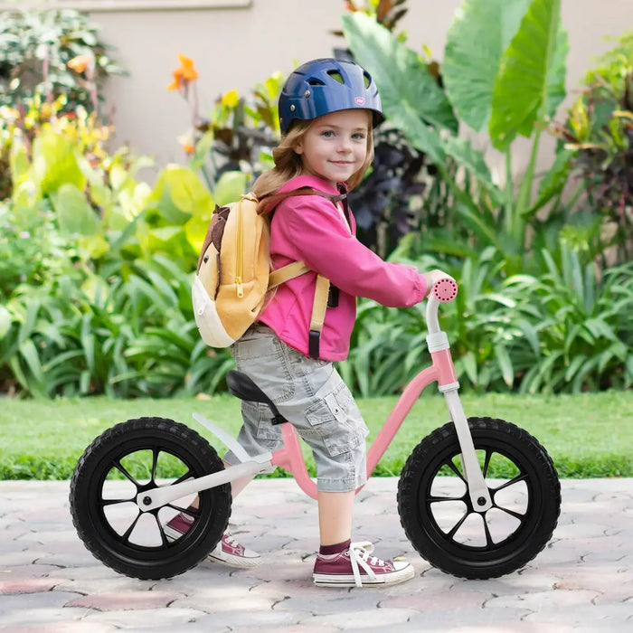 12” Kids Balance Bike – Pink | Adjustable Seat and Handlebar with EVA Wheels COSTWAY - Little and Giant Explorers Costway