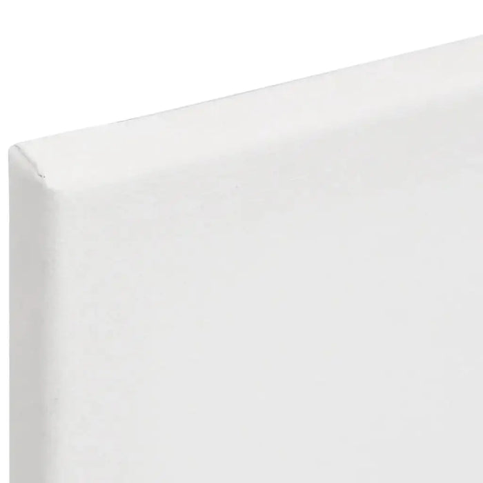 Close-up of blank white stretched canvas, 30x30x1.5cm, for professional painting