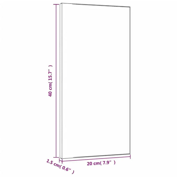 Stretched canvas 40x20x1.5 cm with labeled dimensions for painting surface