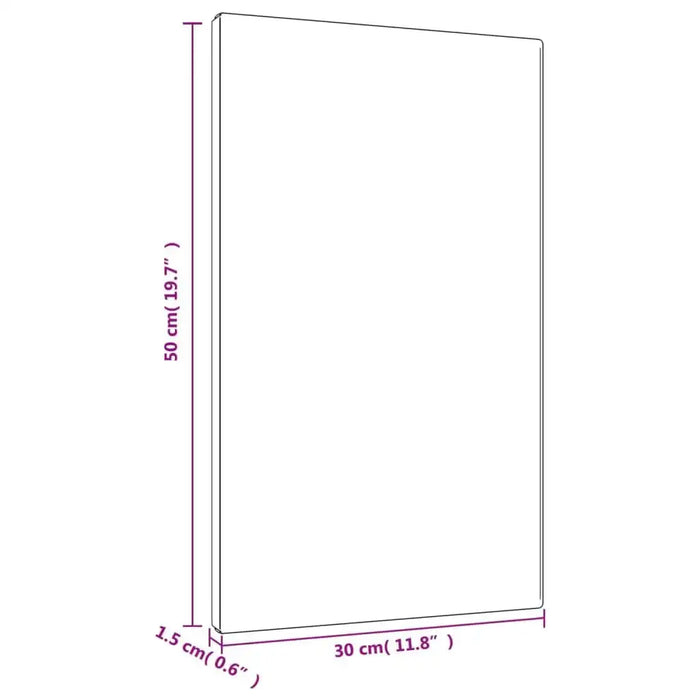 Blank stretched canvas 50x30x1.5 cm for painting, shown with dimension labels