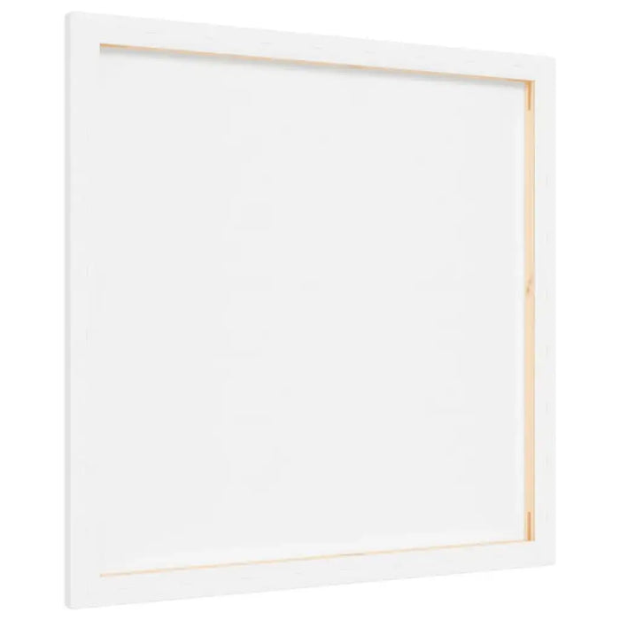 Stretched blank canvas for painting, white surface with wooden frame, professional art supply