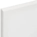 Close-up of a blank white stretched artist canvas with visible corner and edge.