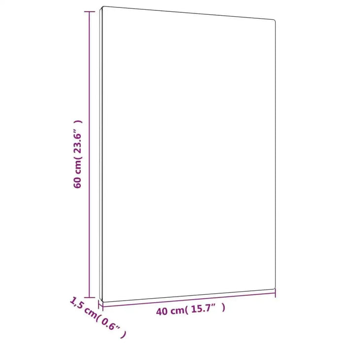 Blank stretched canvas 60x40x1.5cm for professional painting with dimensions labeled