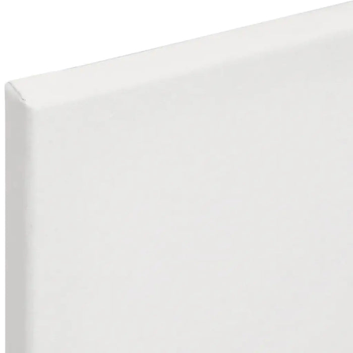 Close-up of plain white stretched canvas for painting, 60x60cm, professional art surface