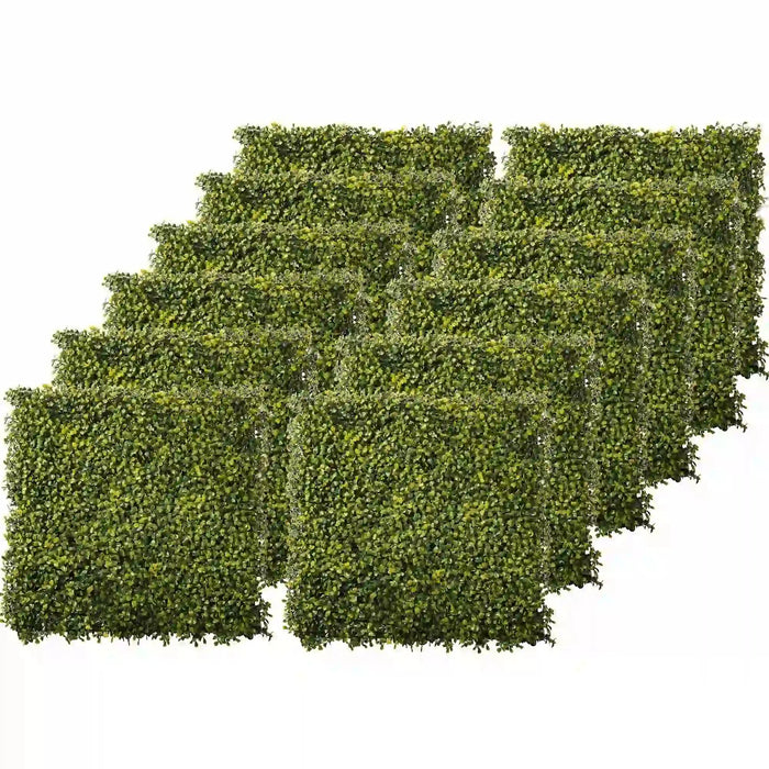 12-Piece Artificial Boxwood Milan Grass Wall Panels (50 x 50cm) - Little and Giant Explorers Outsunny