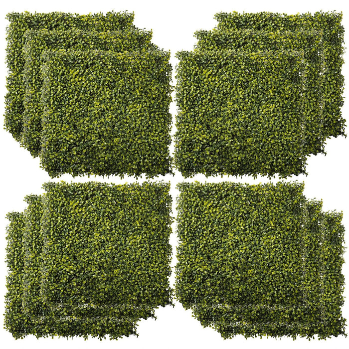 12-Piece Artificial Boxwood Milan Grass Wall Panels (50 x 50cm) - Little and Giant Explorers Outsunny