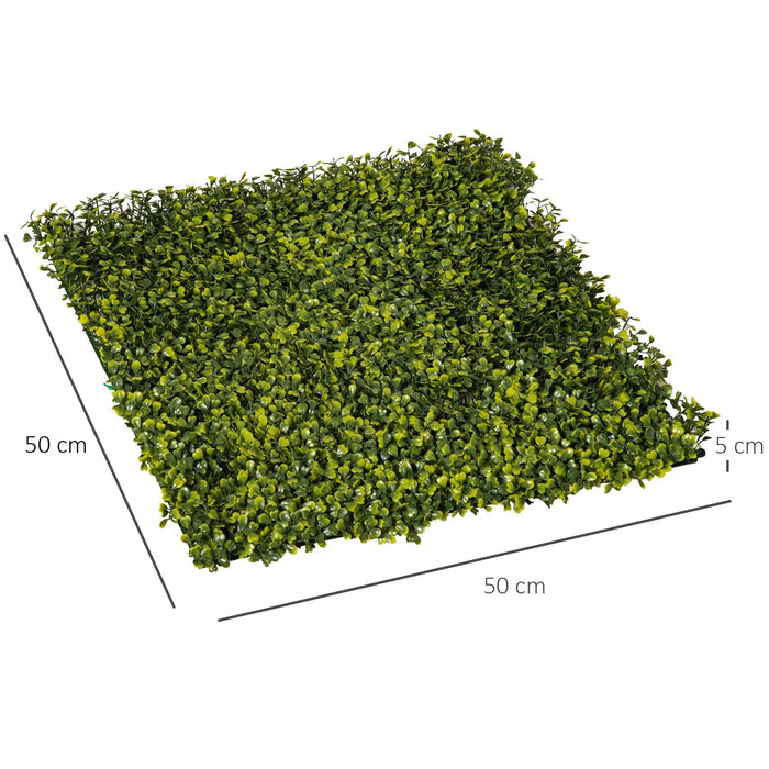 12-Piece Artificial Boxwood Milan Grass Wall Panels (50 x 50cm) - Little and Giant Explorers Outsunny