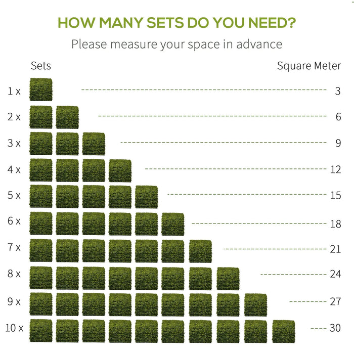 12-Piece Artificial Boxwood Milan Grass Wall Panels (50 x 50cm) - Little and Giant Explorers Outsunny