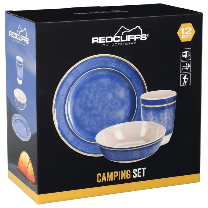 12 Piece Camping Tableware Set in Melamine Blue - Little and Giant Explorers Redcliffs