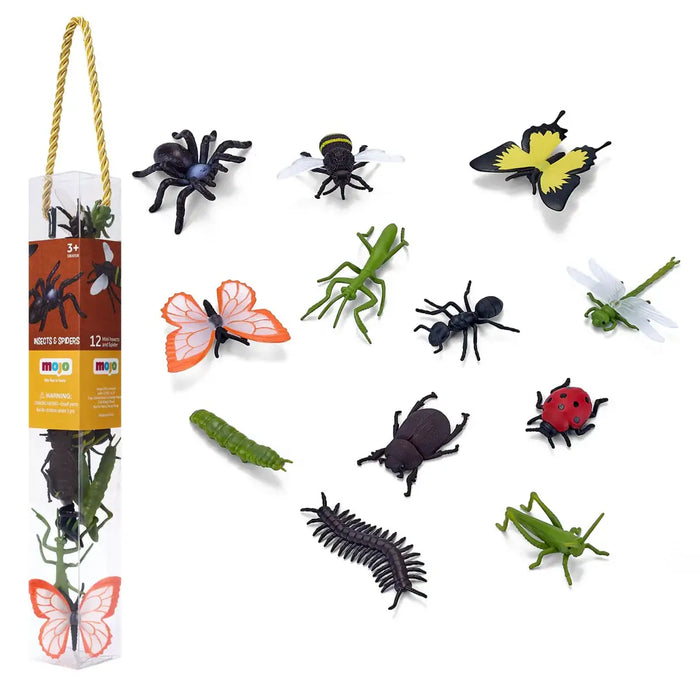 12-Piece Insects and Spiders Mini Worlds Playset | Educational Wildlife Model Collection MOJO FUN - Little and Giant Explorers Mojo Fun