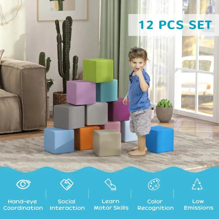 12-Piece Soft Play Blocks - Little and Giant Explorers HOMCOM