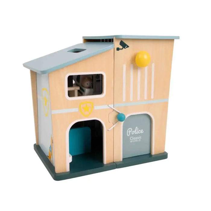12-Piece Wooden Police Station Playset | Vehicles, Helicopter, Officers and Accessories CLASSIC WORLD - Little and Giant Explorers Classic World