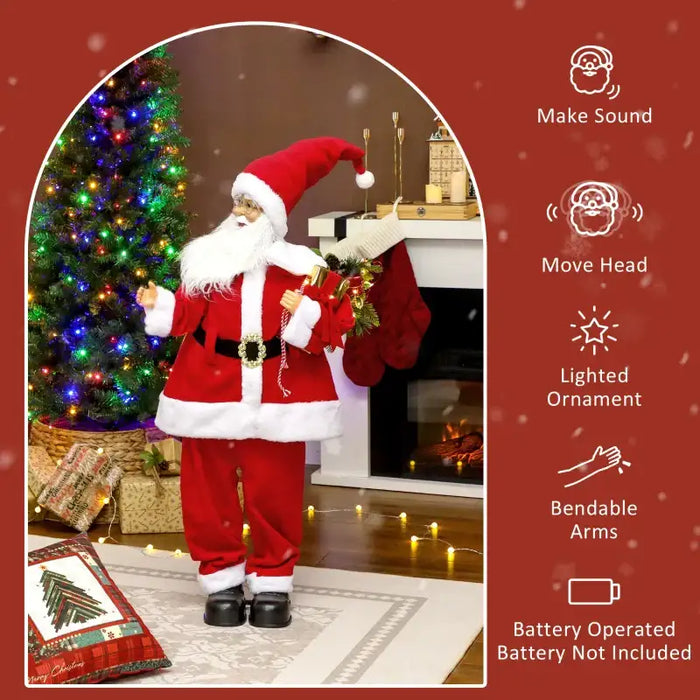 120cm Animated Life-Size Santa Claus | Lights, Music and Voice Activation HOMCOM - Little and Giant Explorers HOMCOM