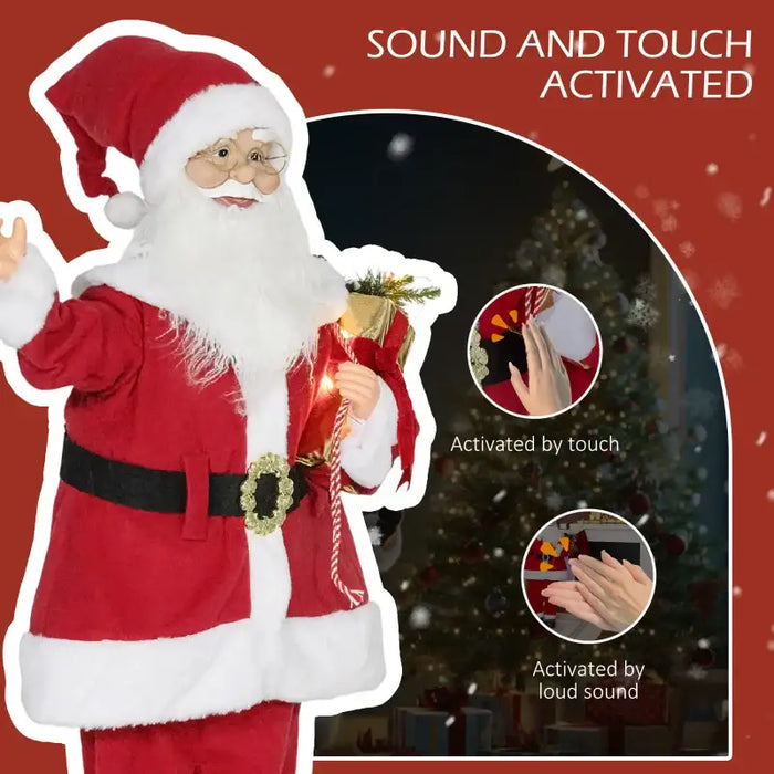 120cm Animated Life-Size Santa Claus | Lights, Music and Voice Activation HOMCOM - Little and Giant Explorers HOMCOM