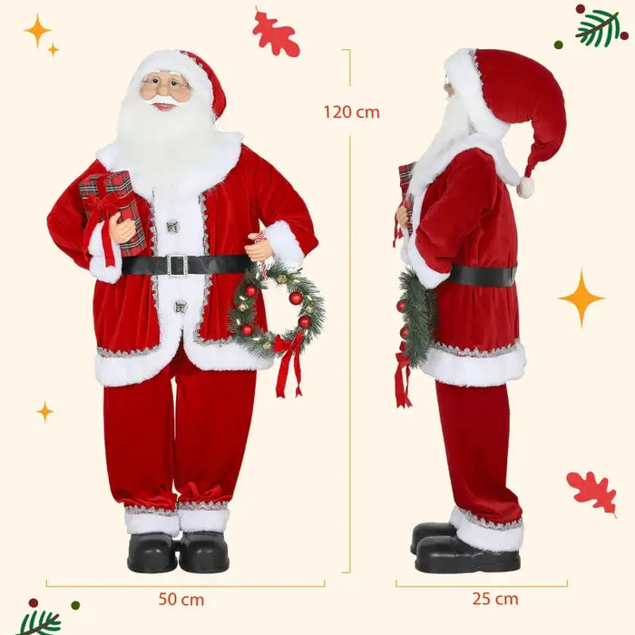 120cm Animated Santa Claus | Sound-Activated with Wreath and Gift HOMCOM - Little and Giant Explorers HOMCOM