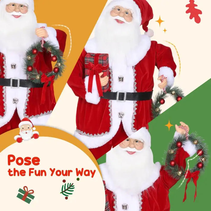 120cm Animated Santa Claus | Sound-Activated with Wreath and Gift HOMCOM - Little and Giant Explorers HOMCOM