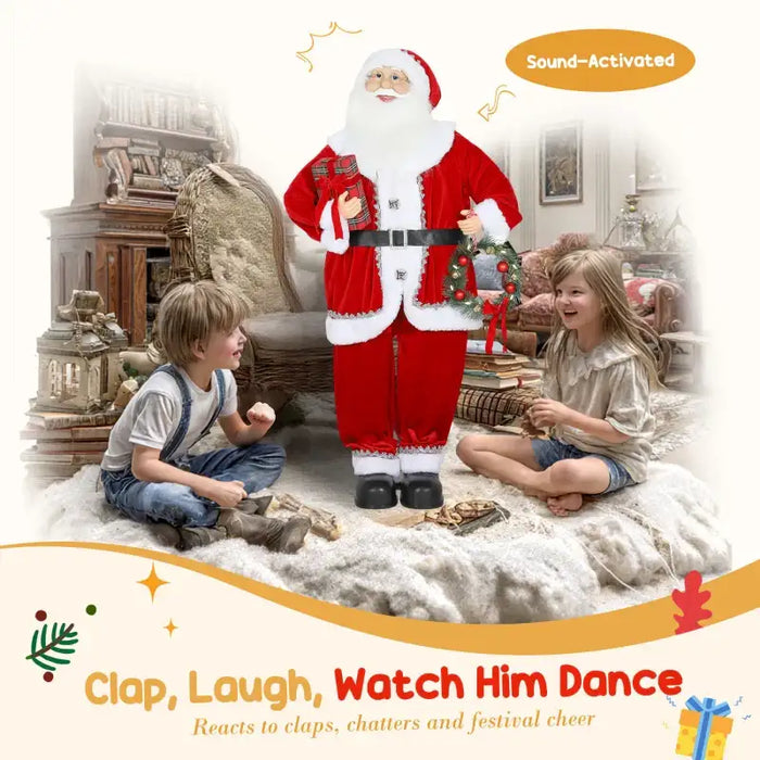120cm Animated Santa Claus | Sound-Activated with Wreath and Gift HOMCOM - Little and Giant Explorers HOMCOM