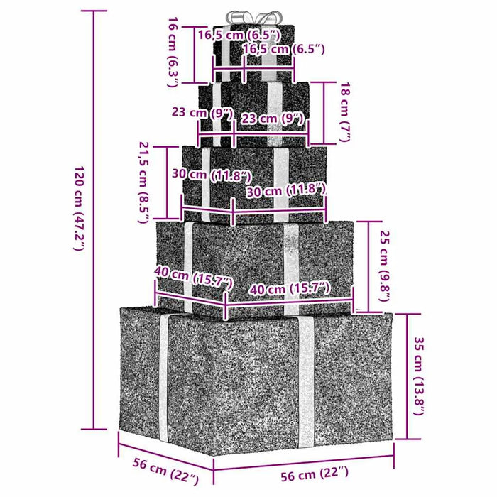 120cm LED Christmas Gift Box Decoration | 250 Warm White LEDs VIDAXL - Little and Giant Explorers vidaXL