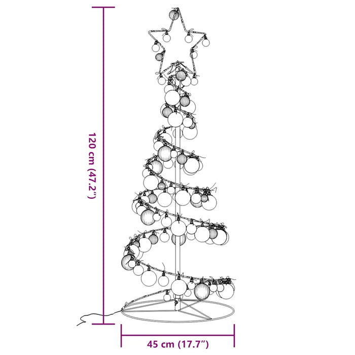 120cm LED Christmas Tree with Baubles | 80 LEDs Warm White VIDAXL - Little and Giant Explorers vidaXL