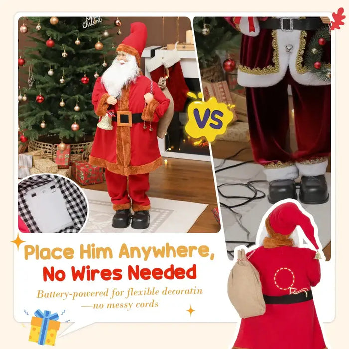 120cm Life-Size Animated Santa Claus | Sound Activated - Singing and Dancing HOMCOM - Little and Giant Explorers HOMCOM