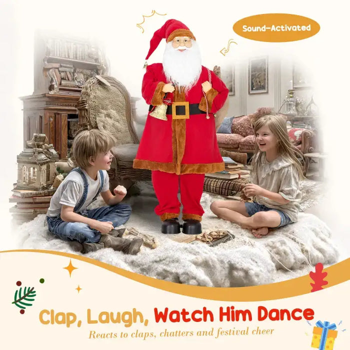 120cm Life-Size Animated Santa Claus | Sound Activated - Singing and Dancing HOMCOM - Little and Giant Explorers HOMCOM