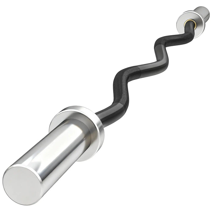 Metallic exhaust pipe with a curved design on a white background