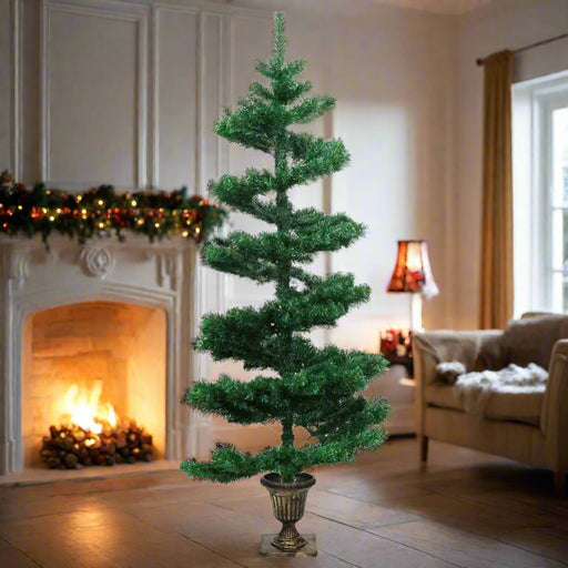 Swirl Pre-lit Christmas Tree with Pot in Green 120cm - Little and Giant Explorers vidaXL