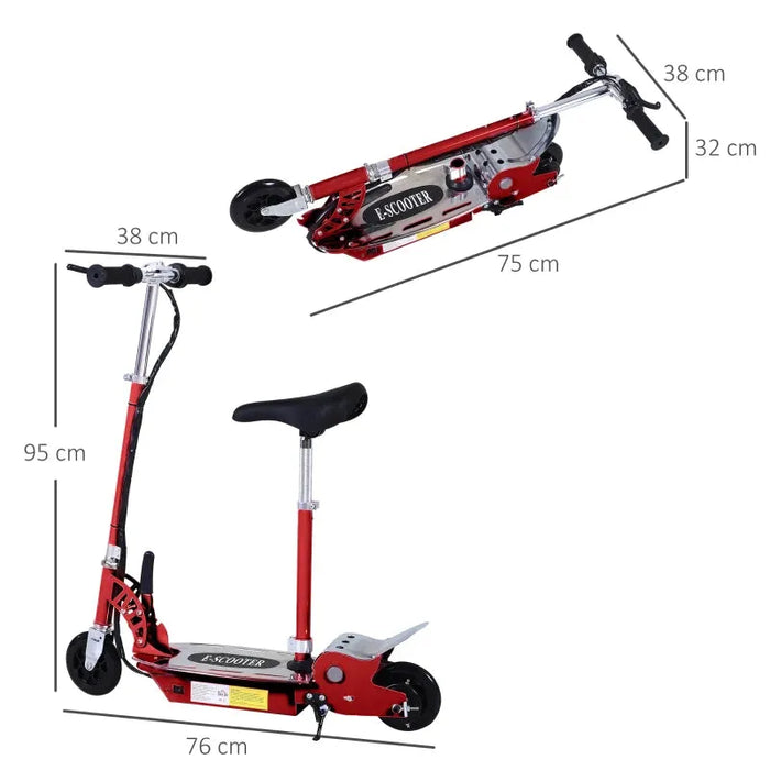 120W Foldable Kids Powered Scooter 24V in Red - Little and Giant Explorers HOMCOM