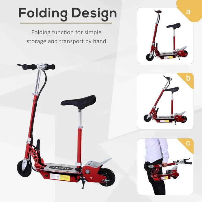 120W Foldable Kids Powered Scooter 24V in Red - Little and Giant Explorers HOMCOM